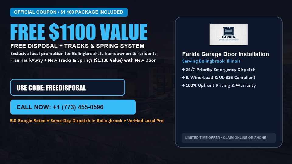 Farida Garage Door Installation FREE Haul-Away & Heavy-Duty Tracks with New Door in Bolingbrook, IL