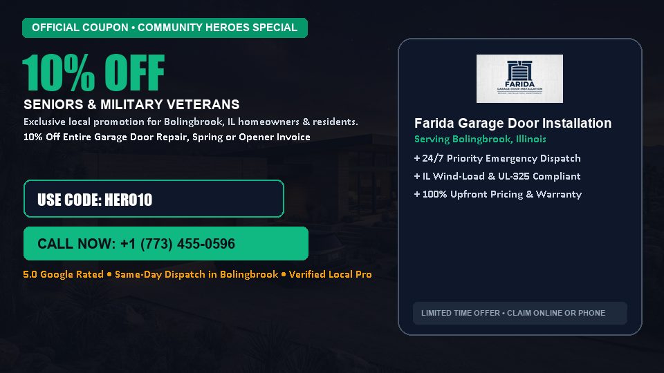 Farida Garage Door Installation 10% OFF Seniors & Military Veterans in Bolingbrook, IL